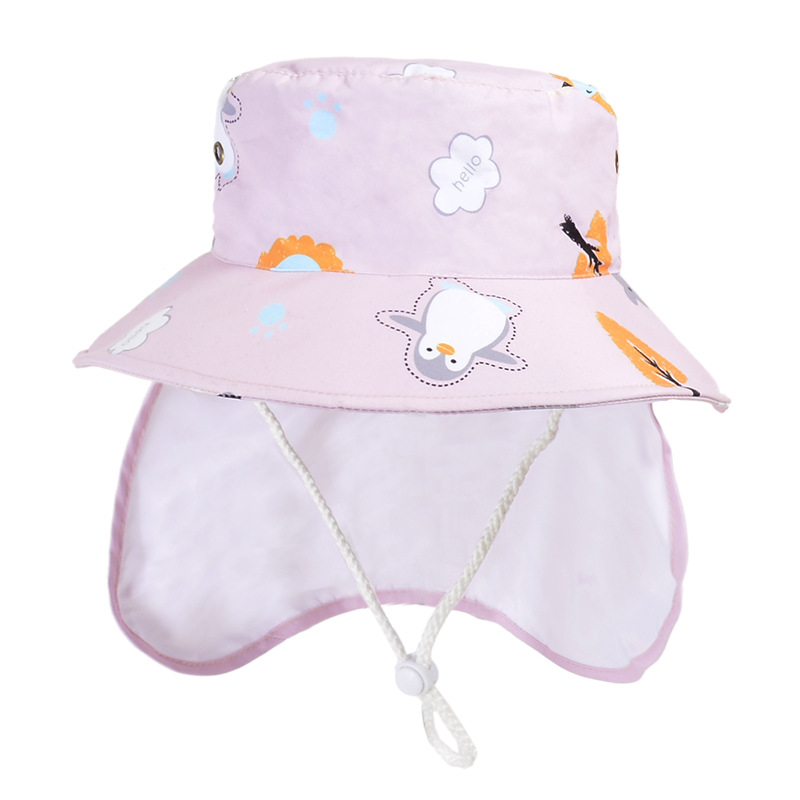 1015 Summer Children's Sun Hat Men's and Women's Baby Fisherman Hat Sun Hat with Shawl Outdoor Sun Protection Children's Hat