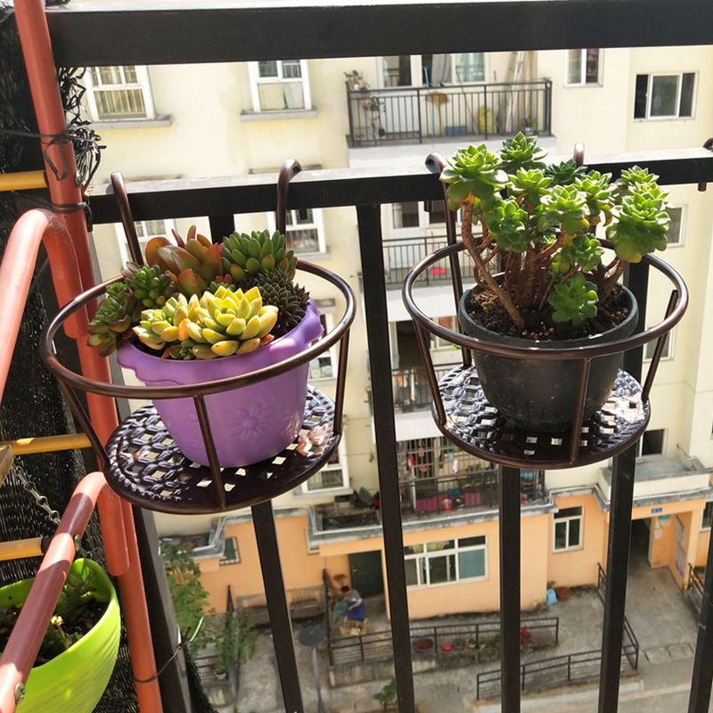 栏杆花架 阳台悬挂简约室内挂式绿萝吊兰铁艺花盆架 围栏花架子