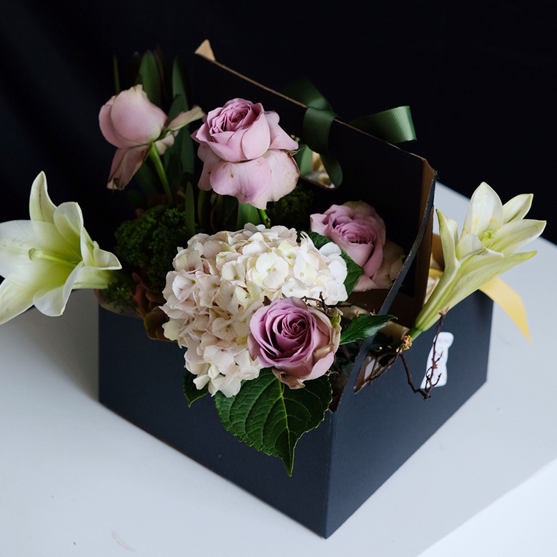 手提花盒花颜悦色盒玫瑰花盒鲜花盆栽包装礼盒插花盒