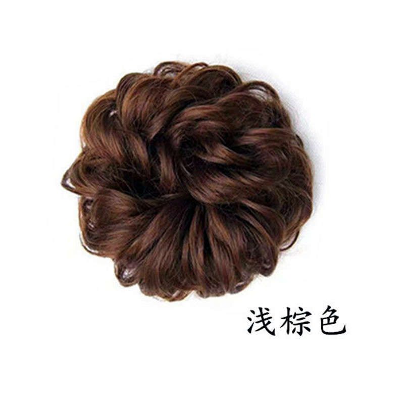 Realistic Wig Hair Band Rubber Band Hair Bag Updo Latte Art Small Balls Bud Female Headdress Flower Fluffy Curly Hair Large Hair Tie