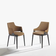 北欧现代简约实木餐椅皮革休闲设计师样板间餐厅椅白蜡木高端椅子