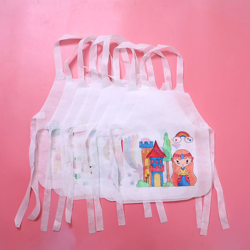 儿童diy绘画防水围卡通裙涂鸦填色围裙幼儿园手工无纺布涂色围裙