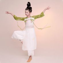 民族舞练功服女飘逸纱衣舞蹈古典儿童中国舞扇子演出服裙裤套装女