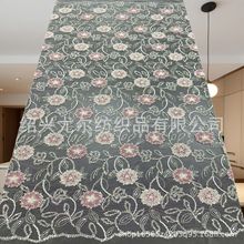 彩色3D盘花管珠绣花布 民族服装刺绣网纱礼服时装面料