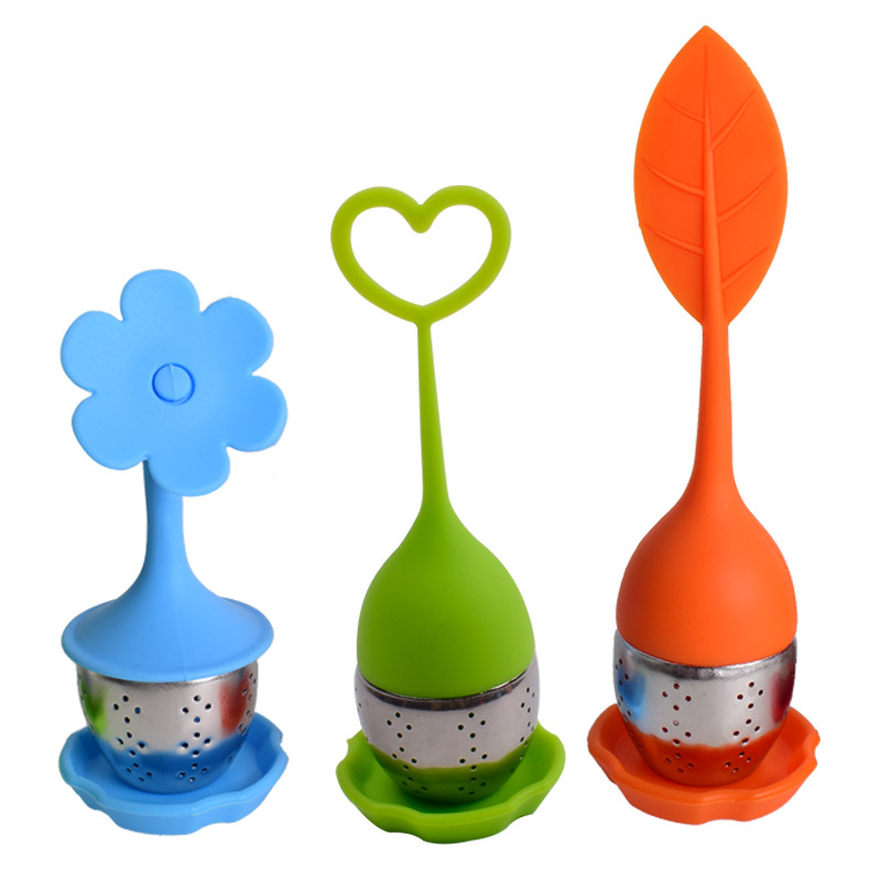 Spot Leaves Silicone Stainless Steel Tea Compartment Tea Making Device Tea Strainer Tea Ball Tea Bag Filter Tea Set High Temperature Resistance