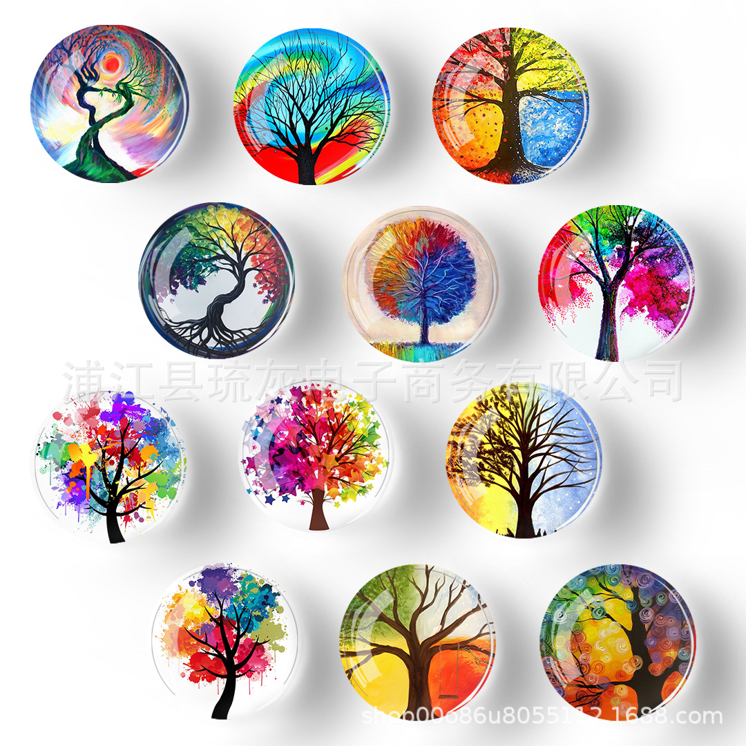 crystal fridge glass sticker whiteboard sticker home decoration tourist souvenir diy color lucky tree series art