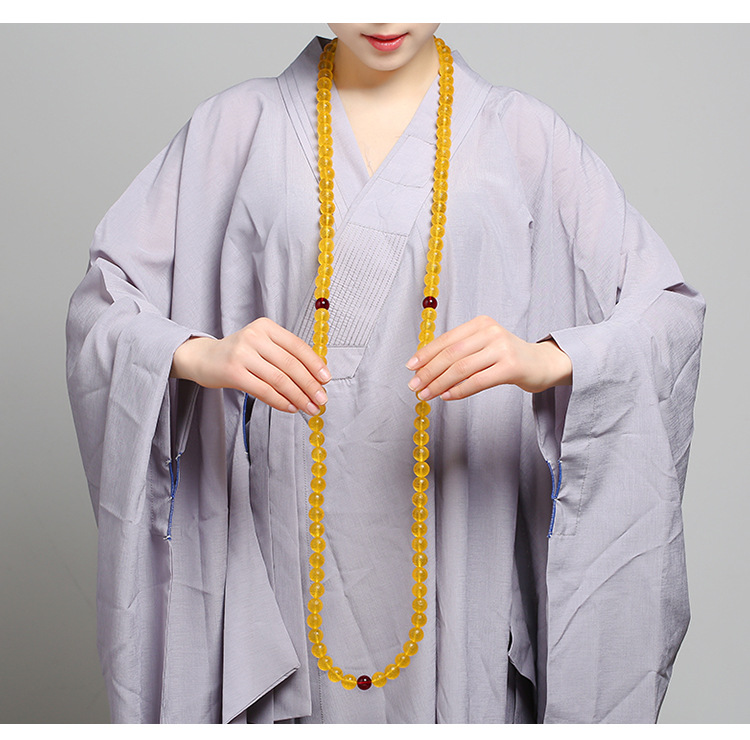 主法佛珠金珀回纹珠108颗挂珠 琥珀方丈法师念珠僧人配饰燕尾长款
