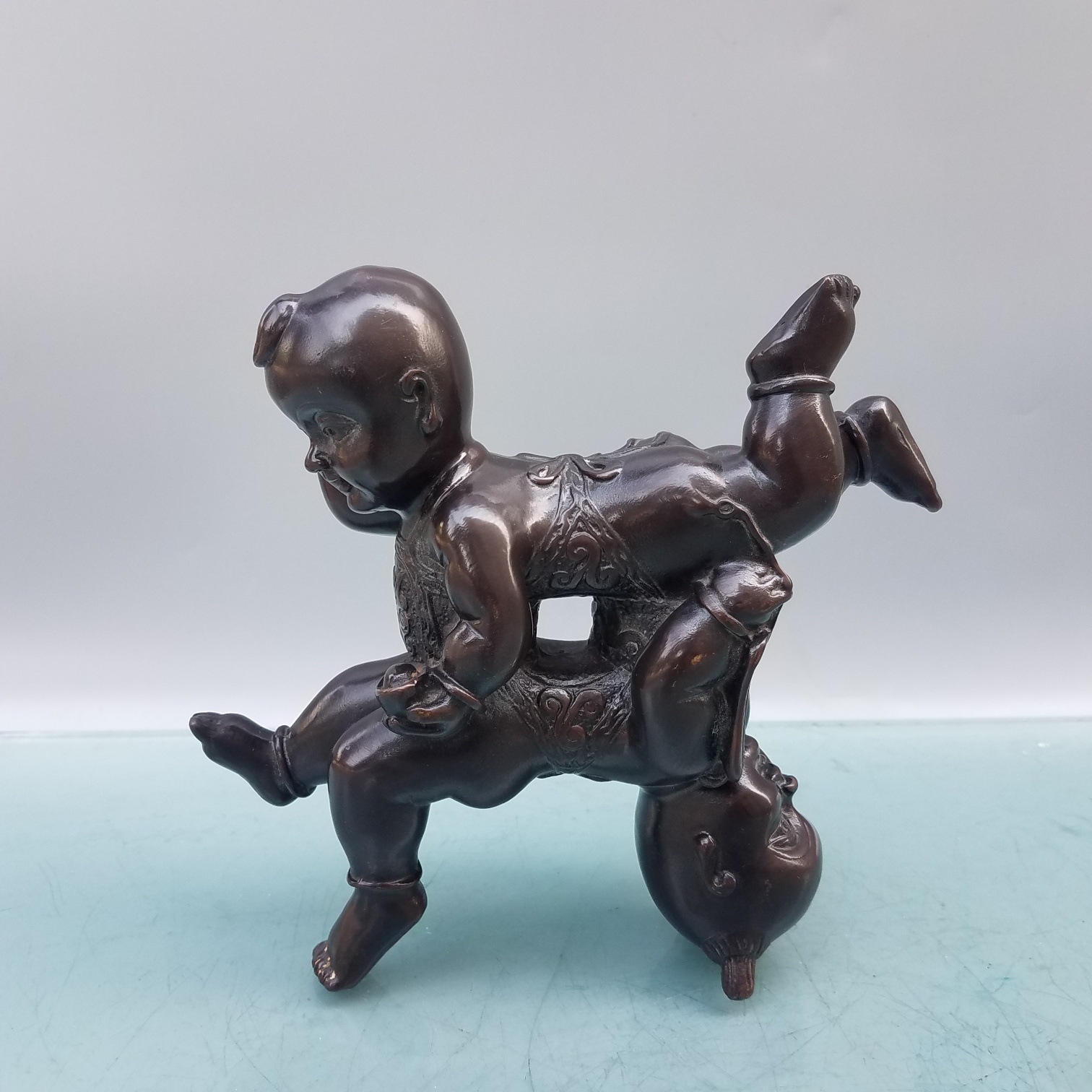 纯铜四喜童子摆件四喜娃娃结婚礼品婚房布置情人节礼品装饰品