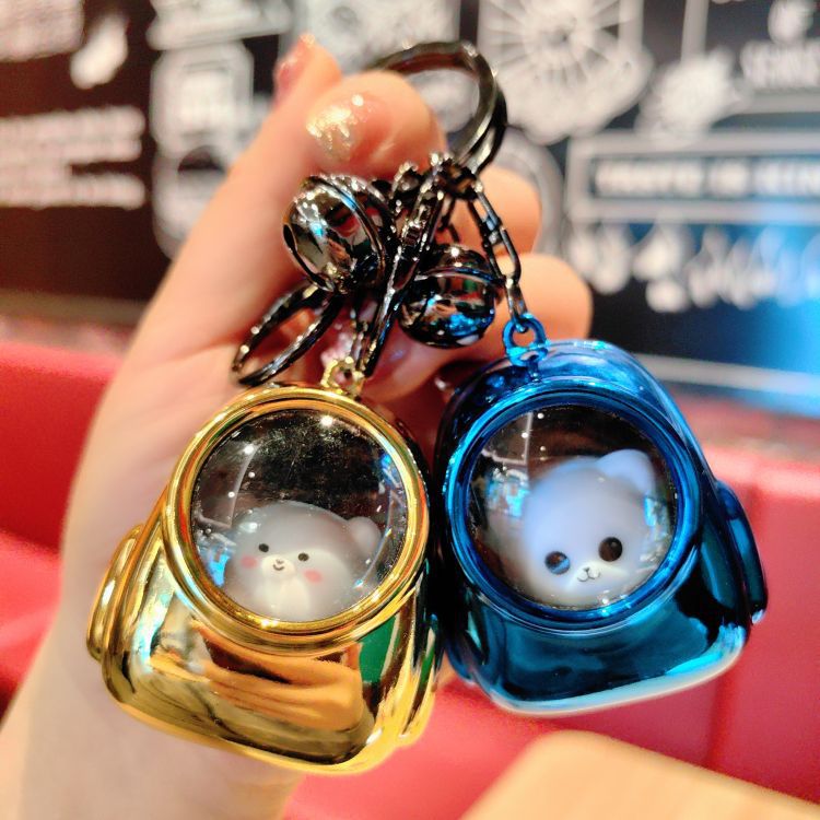 Creative Metal Bear Schoolbag Small Night Lamp Keychain Pendant Ambience Light Key Ring Pendants Crane Machines Gift Wholesale