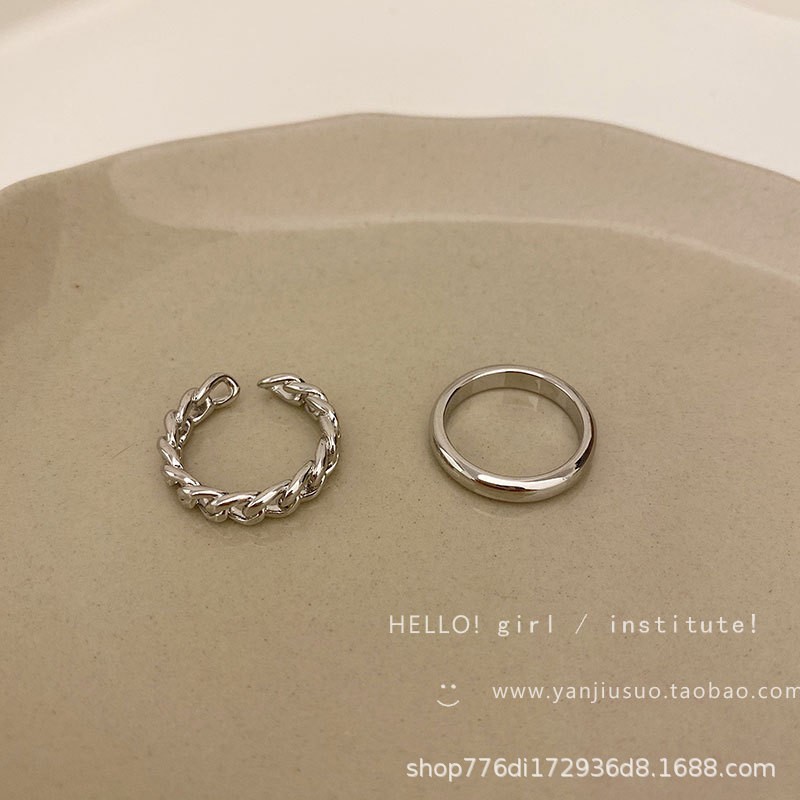 Cold Style Twist Chain Set Rings Female Special-Interest Design Affordable Luxury Fashion Personality Simple Index Finger Ring