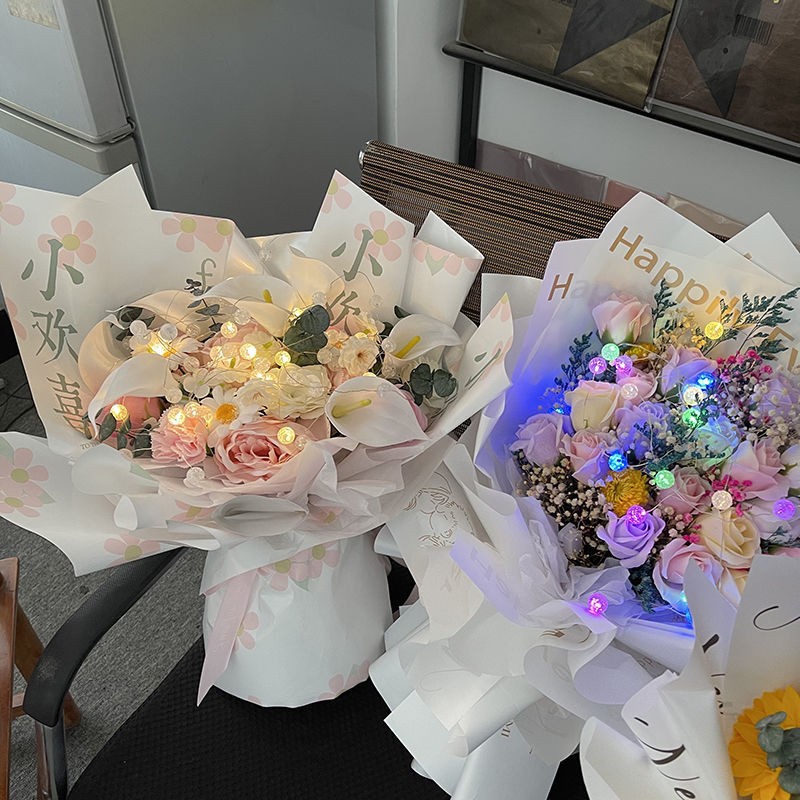 情人节led水晶灯鲜花花束礼盒灯彩灯装饰灯串灯蛋糕生日闪灯手工