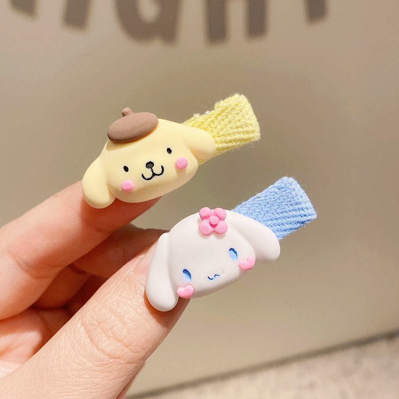 10 Pairs Kt Cinnamoroll Babycinnamoroll Melody Clow Baby Barrettes Rubber Band Cloth Wrapper Side Clip Pink Cartoon Children's Hair Accessories