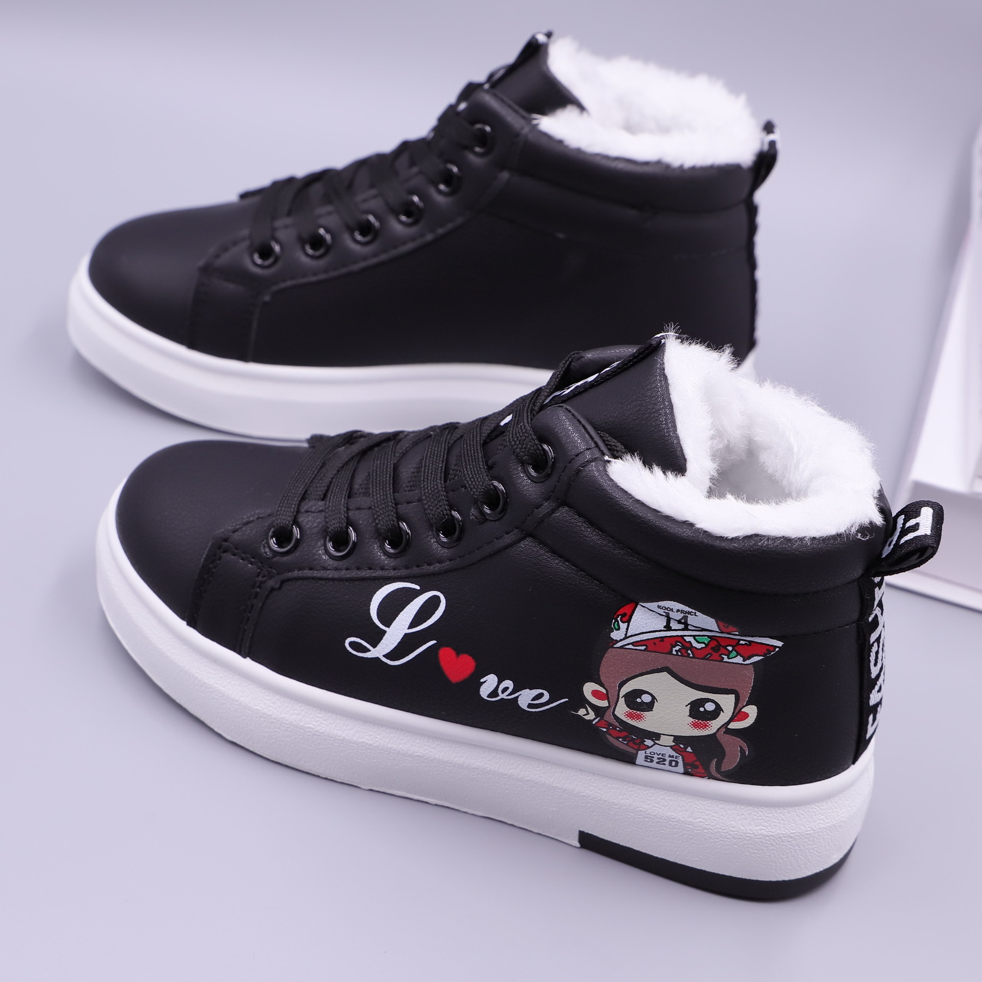 冬季10女童棉鞋加绒加厚女孩高帮运动板鞋12大童保暖黑色短靴15岁