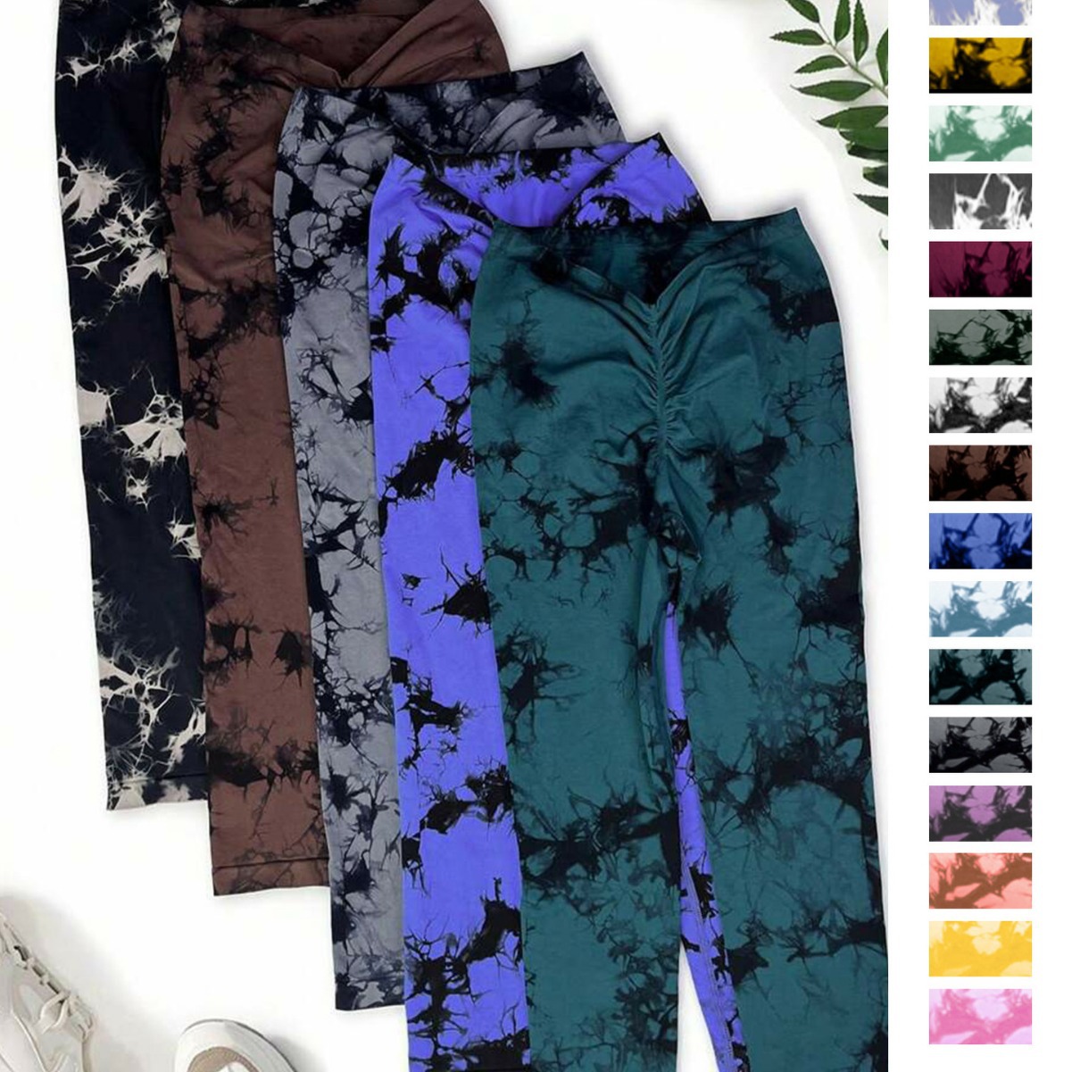 Cross-Border Seamless Peach Yoga Tight Trousers Women's Tie-Dyed Tie-Wrap Printed High Waist Hip Lift Sports Running Fitness Pants