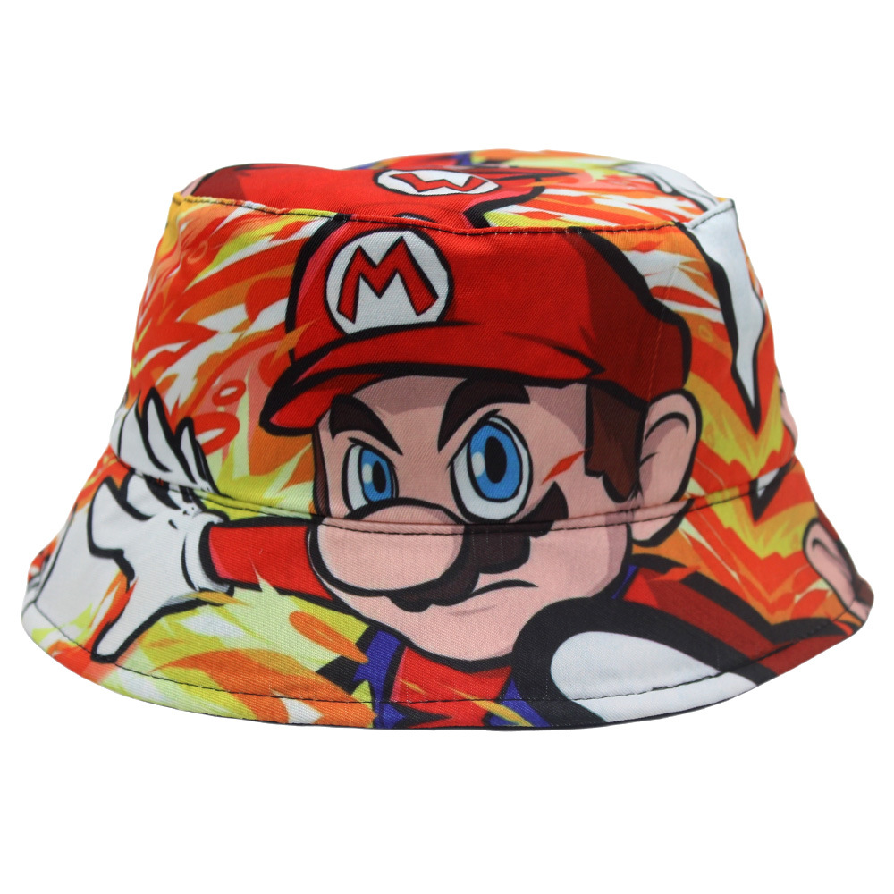 Cross-Border Cartoon Game Peripheral Mario Printed Fisherman Hat Men and Women Casual Outdoor Sun Protection Cartoon Basin Hat
