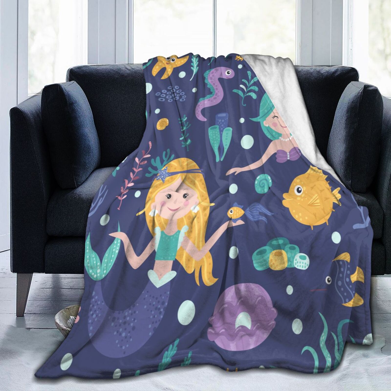 动物 美人鱼 亚马逊 法兰绒毯子 空调毯演唱会粉丝应援礼品圣诞节