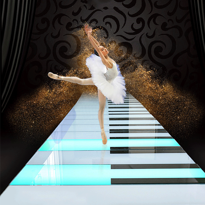 led钢琴感应发声地板灯 创意楼梯台阶音乐互动地面发光音乐脚踩灯