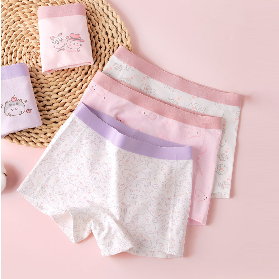 高品质女童内裤60支精梳棉中大童学生平角短裤a类少女四角短裤etx