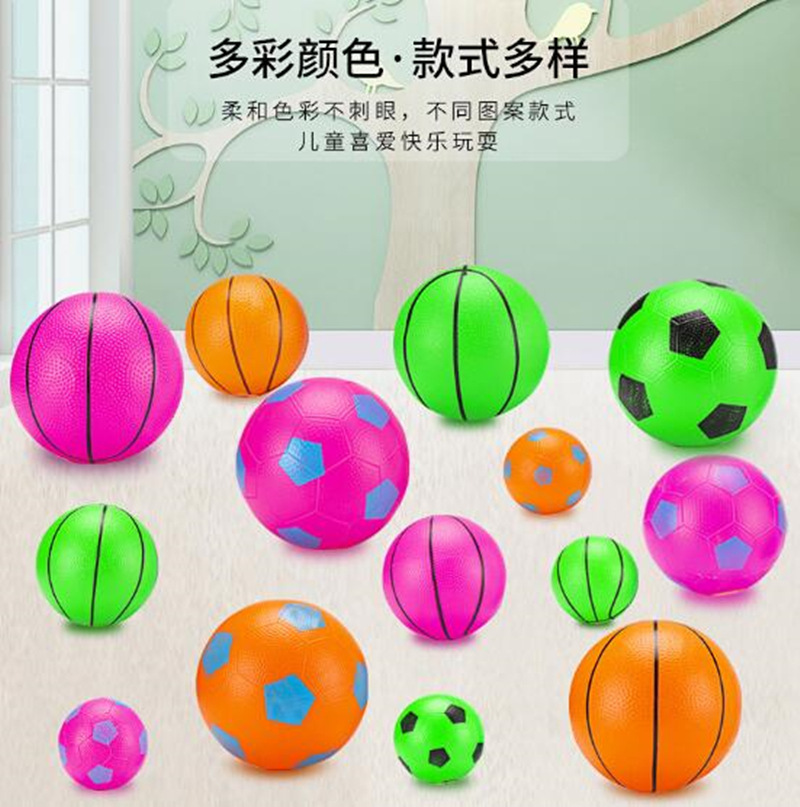 Inflatable Rubber Ball Orange Basketball Kindergarten Baby Tricolors Small Football Pat Ball Stall Toys Wholesale