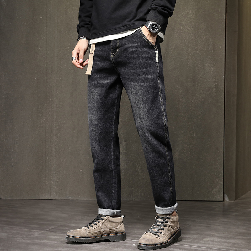 Jeans for Men 2023 Spring New Elastic Casual Loose Men's Pants Fashion Brand Straight All-Matching Simple Trousers Men