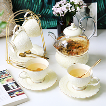 英式下午茶茶具 欧式花茶茶具花茶杯套装 陶瓷玻璃煮水果蜡烛语苏
