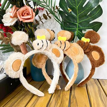 毛绒小熊卡通蜜蜂发箍可爱头箍洗脸发箍女新款游乐场拍照发饰