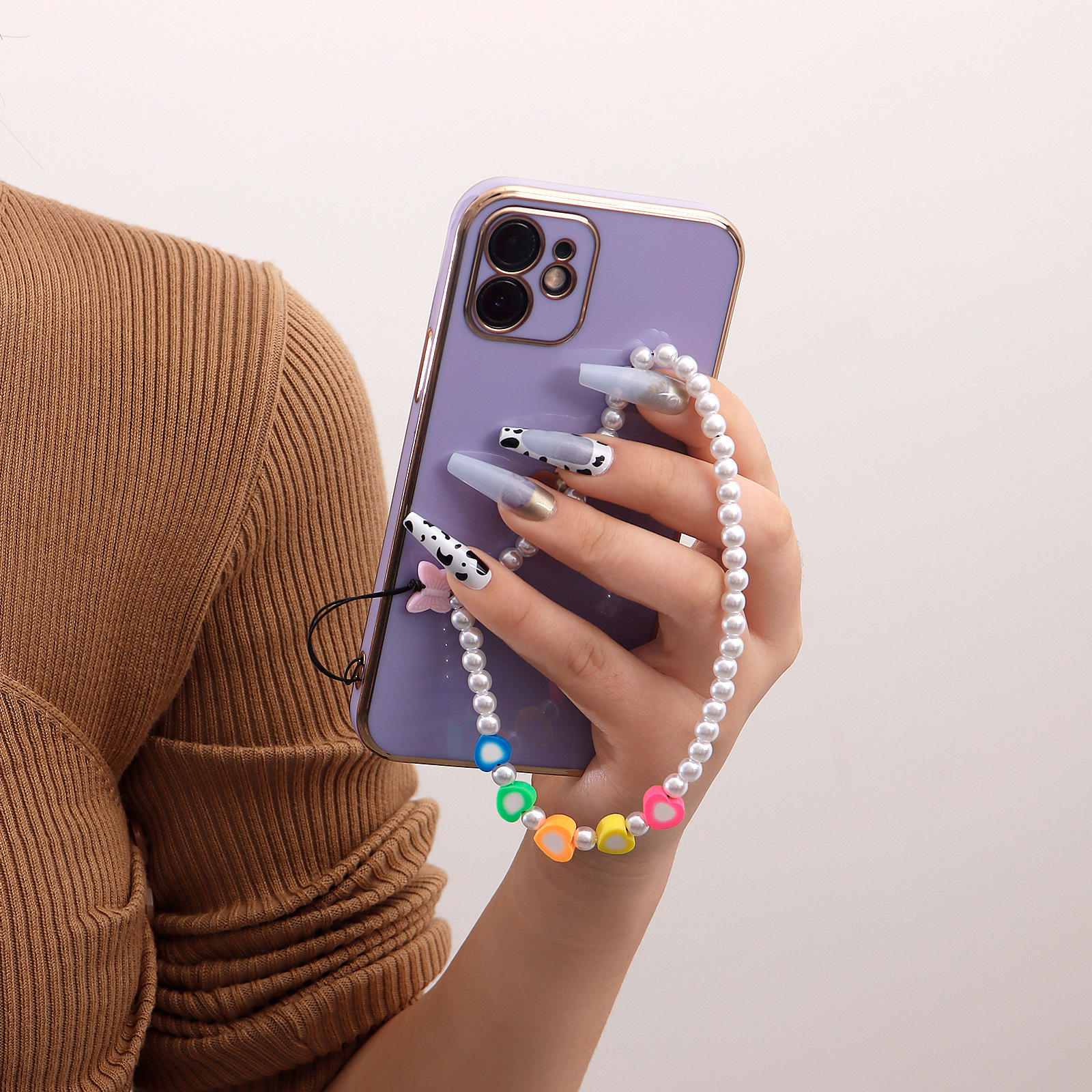 ins欧美风爆款串珠手机绳女士新款手机链diy爱心字母组合自由搭配