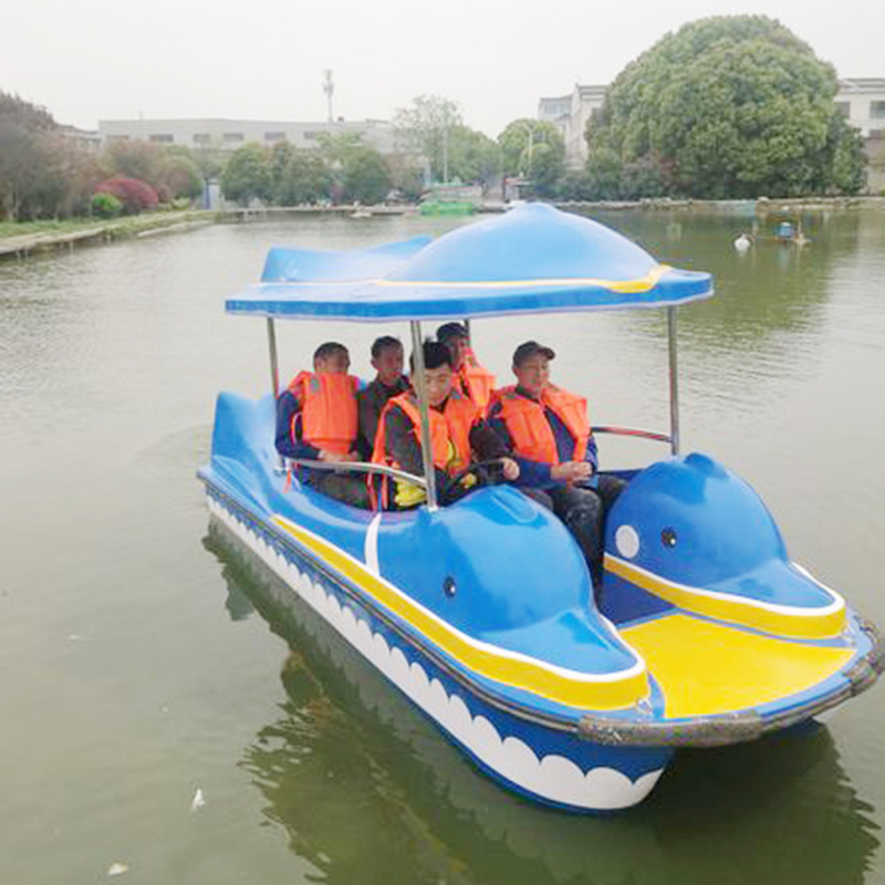 厂家供应公园海豚电动船 景区可爱造型多人游船 玻璃钢海豚电动船