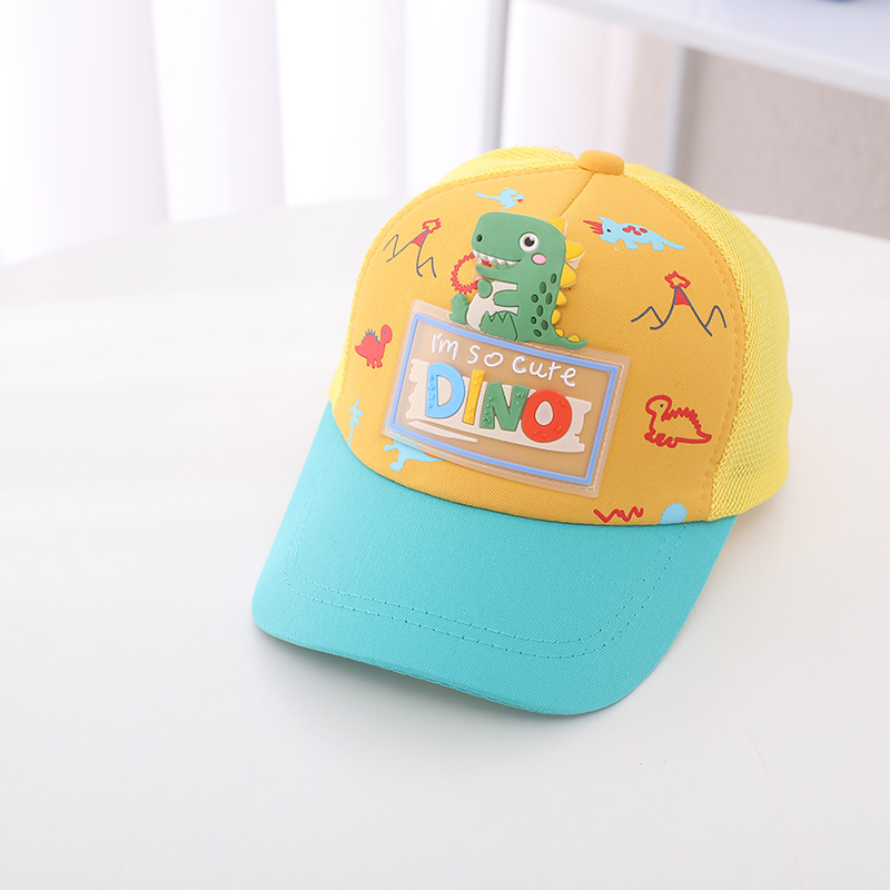 Children Dinosaur Hat Summer New Boys and Girls Handsome Mesh Cloth Cap Cartoon Baseball Cap Female Color Matching Sun Hat