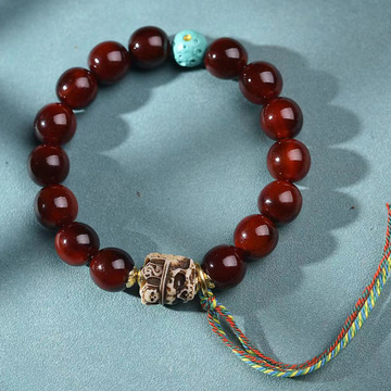 藏式单圈山龟手串松石陨石珠回流骆驼骨尸陀林配珠复古文玩手链