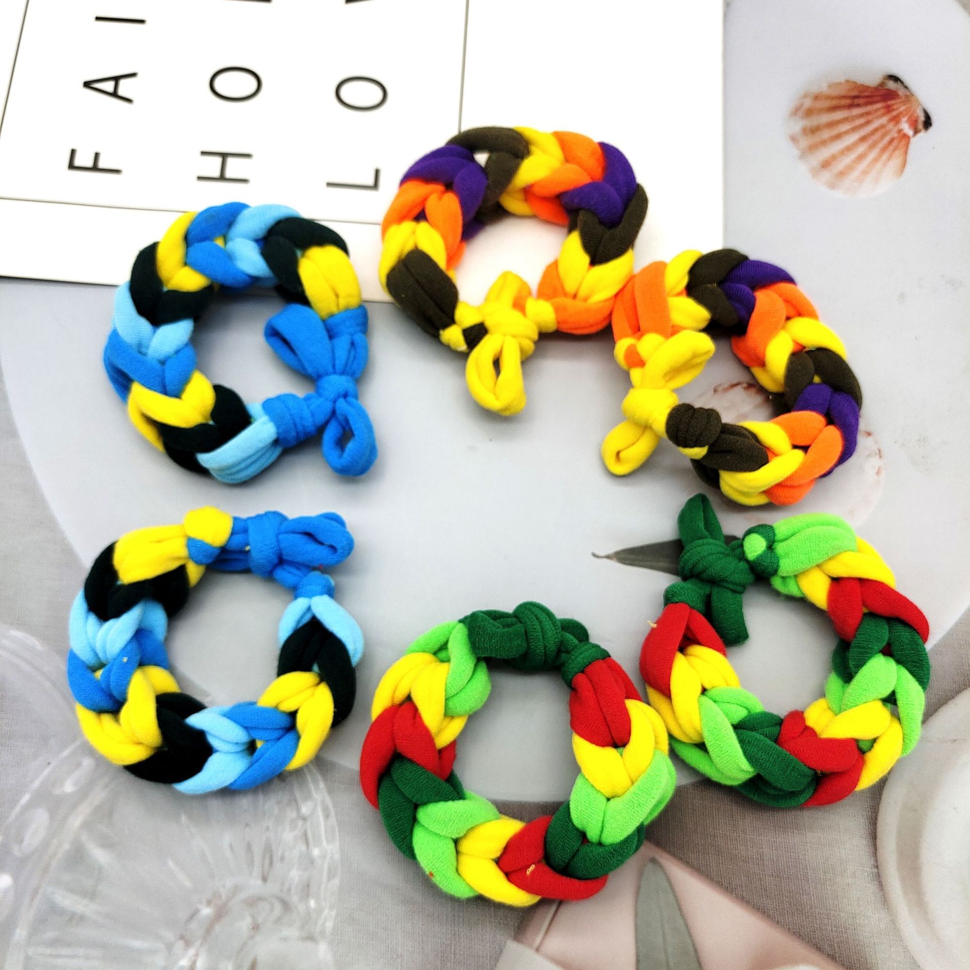 亚马逊热卖大号无缝皮筋 纯手工 编织手链手绳 发绳男女情侣手链