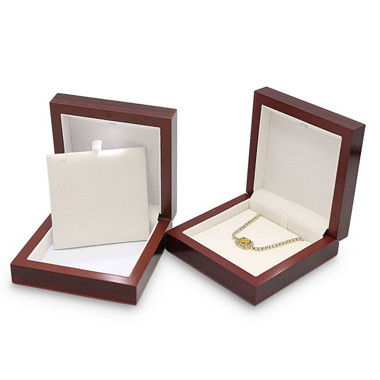 Wooden High Gloss Paint Led Light Jewelry Box Wine Red Bracelet Ear Studs Necklace Box Pendant Storage Box