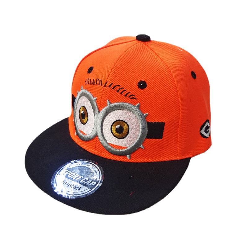 Korean Style Children's Flat Brim Hat Cartoon Embroidered Cute Eyes Hip Hop Hat Kids Baseball Cap Outdoor Peaked Cap