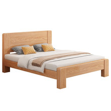 实木床简约现代主卧室双人床1.8米橡胶木床出租房用1.5米单军之军
