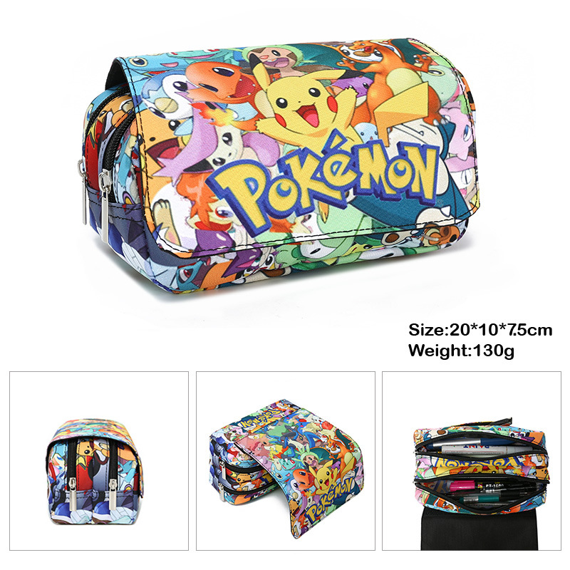 Spot Pokemon Pet Elf Pikachu Pencil Case Pikachu Stationery Box Primary and Secondary School Students Cartoon Pencil Bag