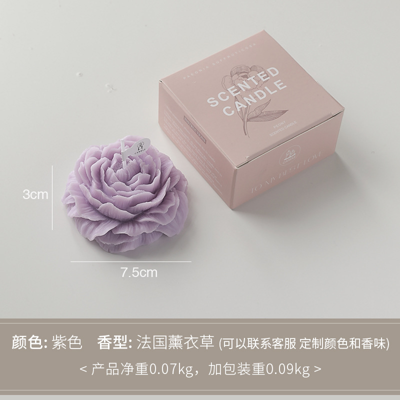 Peony Flower Fragrance Candle with Hand Gift DIY Candle Creative Chinese Valentine's Day Gift Candle Fragrance Shape Small Candle