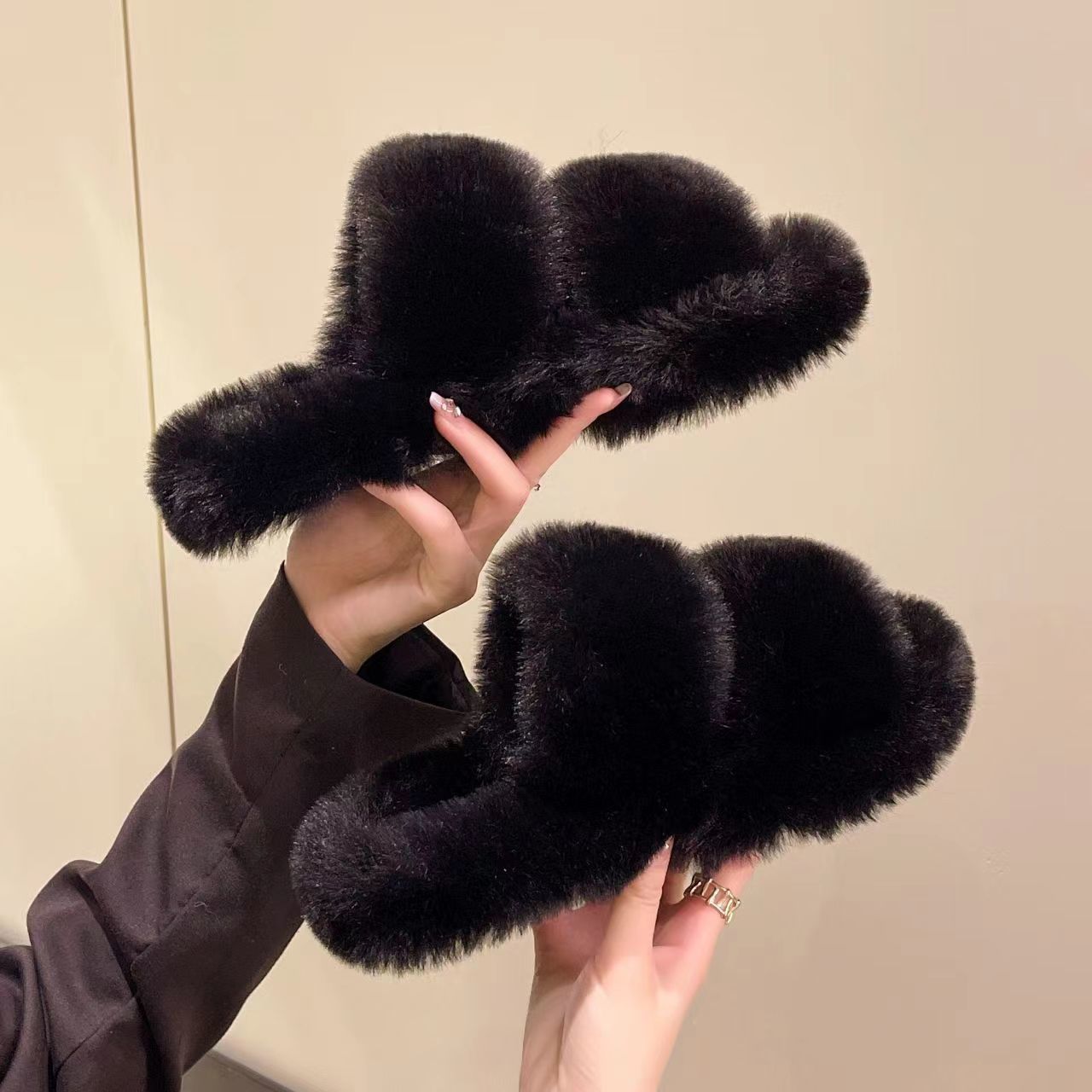 Thick Bottom Cross Belt Fluffy Slippers Female Fall and Winter Outer Wear 2022 New Muffin Thick Bottom Soft Bottom Home Cotton Slippers