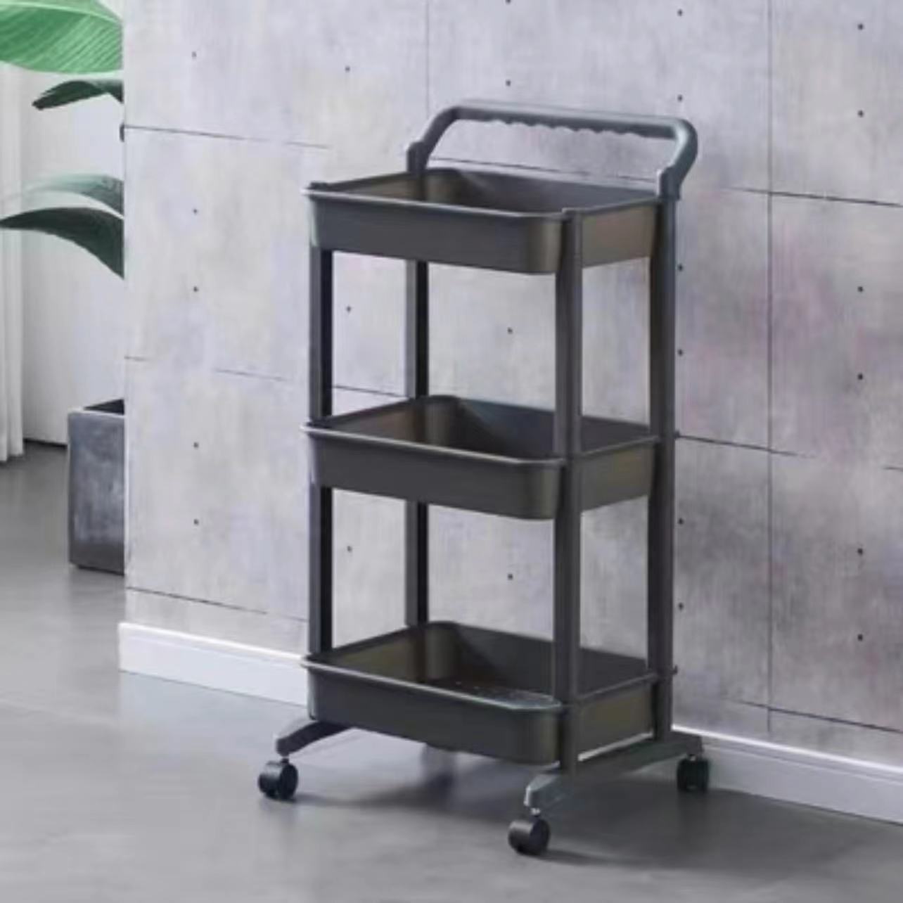 Plastic Small Trolley Storage Storage Rack Floor Kitchen Bathroom Mobile Snack Multi-Layer Bedroom Bedside 0783