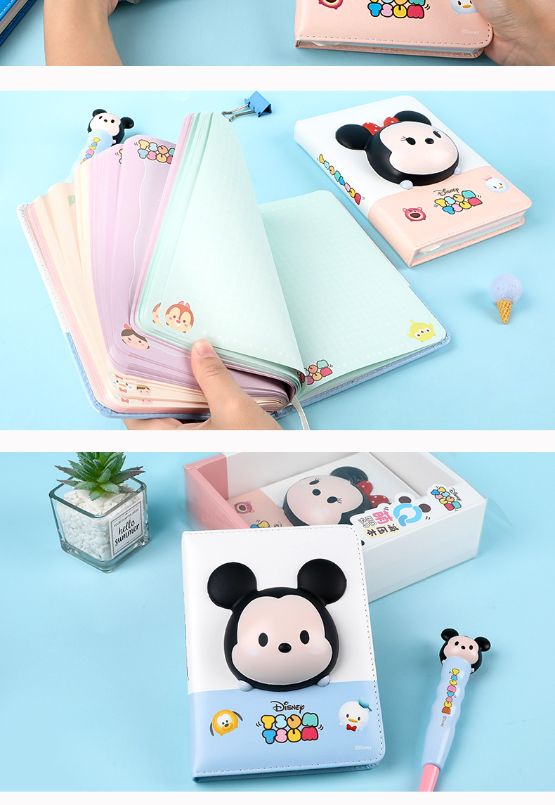迪士尼创意文具减压笔记本 可爱慢回弹减压本 q版卡通解压手账本