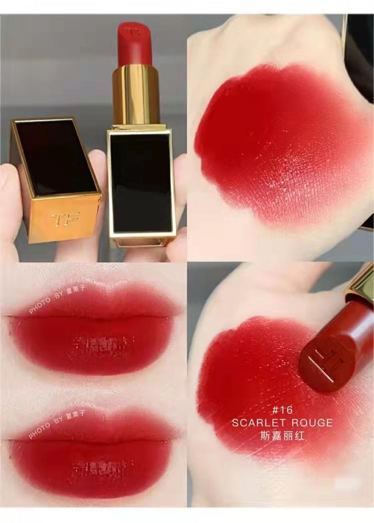 正品tf黑管16哑光奶油显白奶茶80细管限定口红唇膏白管苦桃100/16