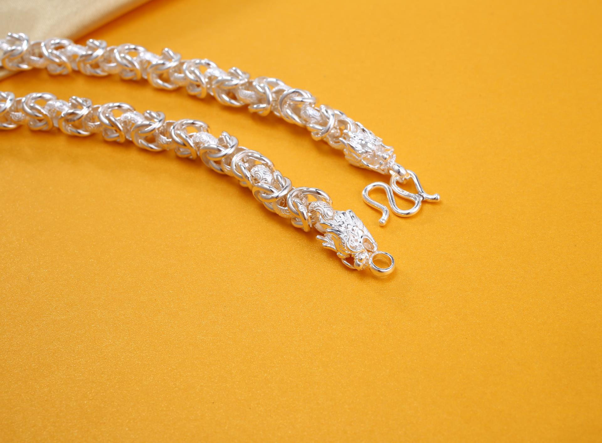 999纯银龙头项链男士时尚霸气龙骨链子足银潮牌百搭银饰男友礼物