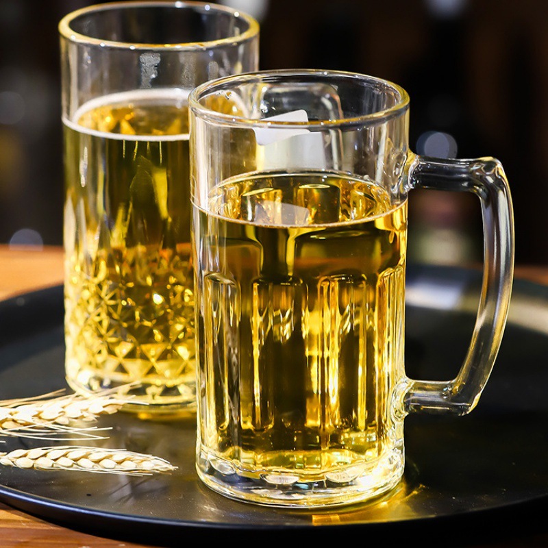 扎啤杯批发啤酒杯大容量大号加厚带把玻璃杯创意酒吧水杯家用