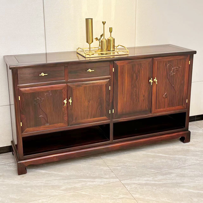 餐边柜靠墙一体印尼黑酸枝红木茶水柜新中式阔叶黄檀实木储物柜