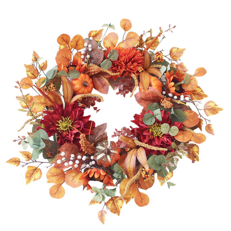 2023 Cross-Border E-Commerce Amazon Autumn Color Thanksgiving Harvest Festival Maple Leaf Pumpkin Pulp Fruit Vine Garland Ornaments