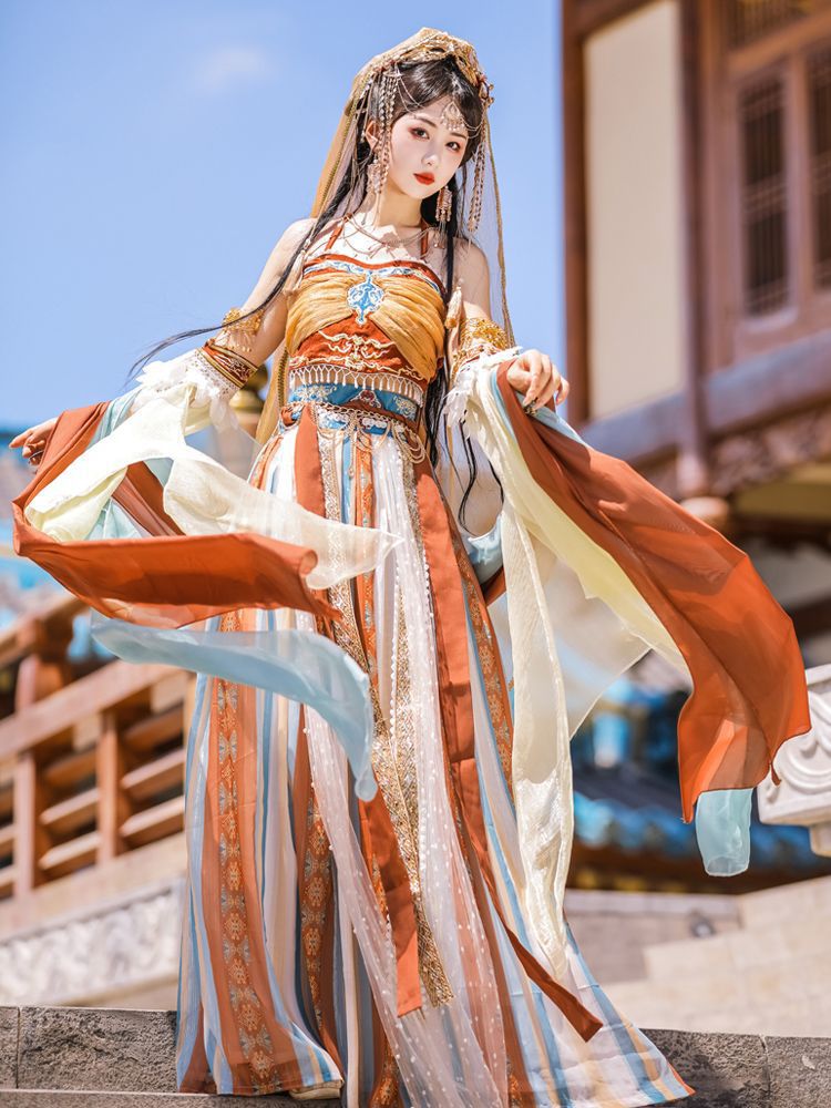 cos敦煌飞天公主异域风少女改良汉服汉元素摄影楼演出服西域舞蹈