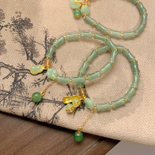 新中式仿东陵玉竹节手链平安扣白玉葫芦花生手串国风绿色水晶串珠