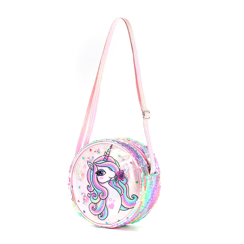New Sequined Unicorn Crossbody Bag GREAT Rainbow Glitter Waist Bag Children Student Girl Cartoon Shoulder Bag