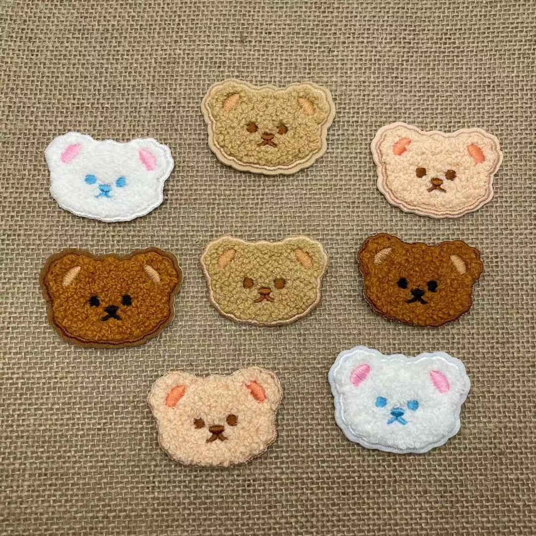可爱卡通毛巾绣小熊头刺绣布贴衣服包包饰品diy补丁贴