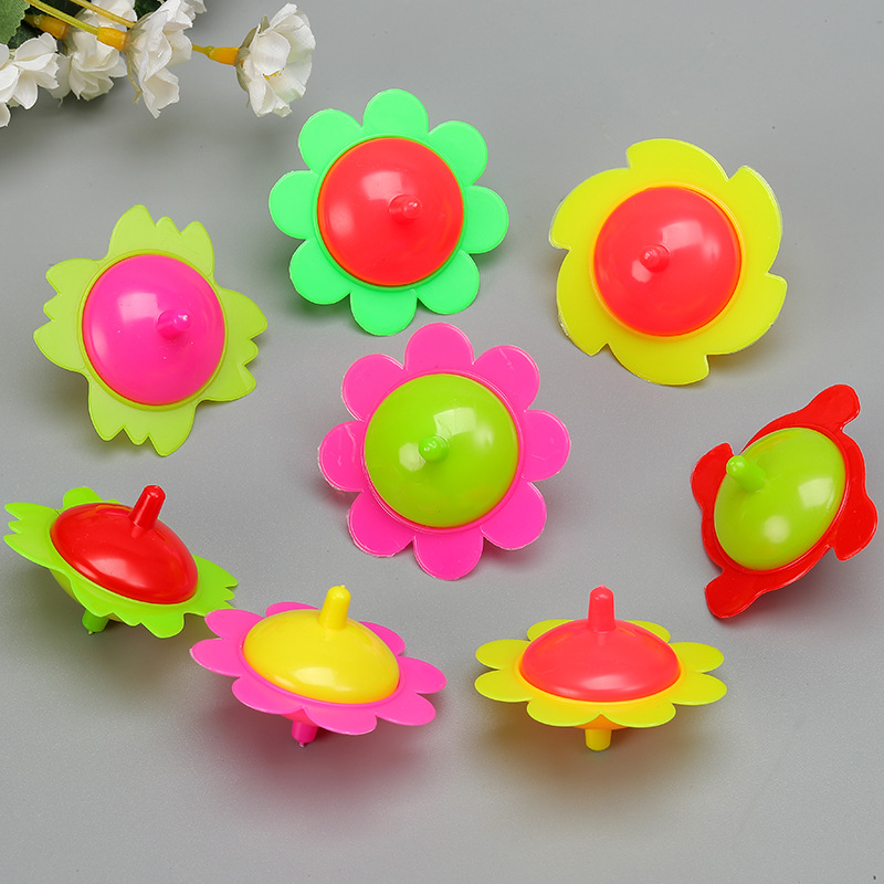 Double-Color Lace Small Spinning Top Traditional Nostalgic Colorful Plastic Ground Turning Gyro Children's Gift Educational Small Toys Wholesale