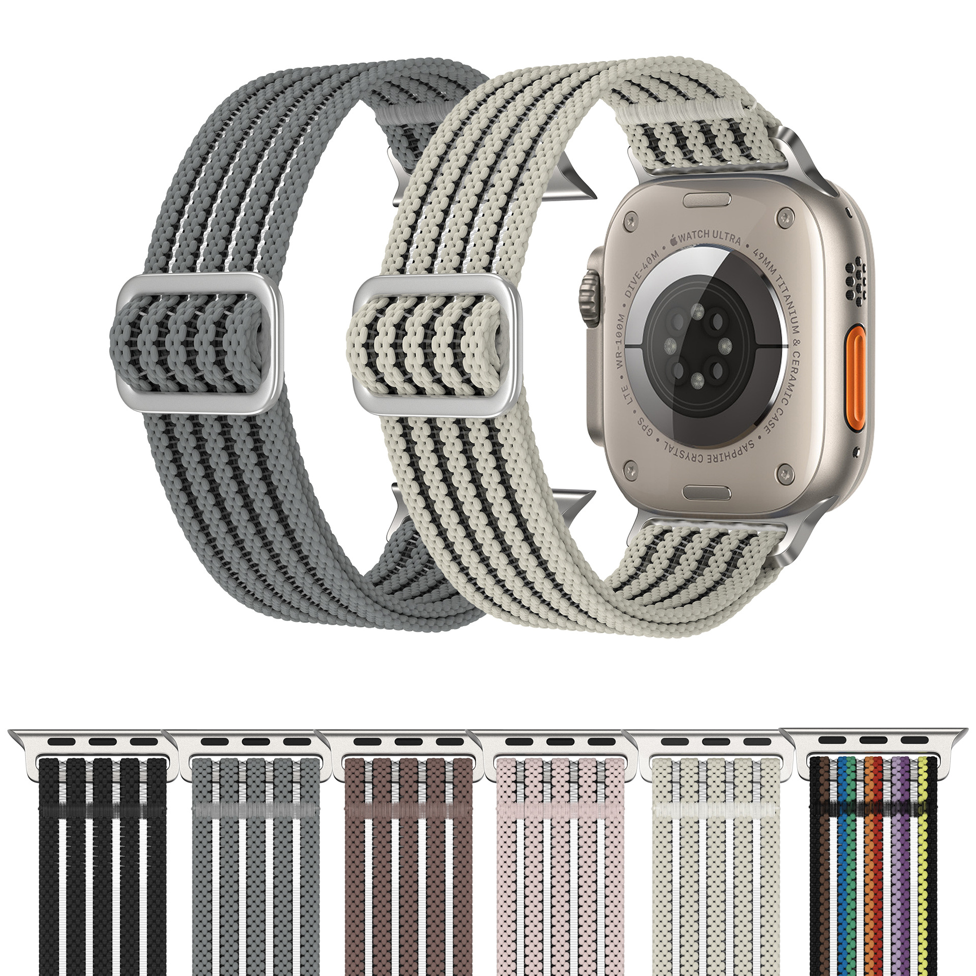 适用苹果手表带苹果尼龙表带苹果尼龙鱼丝透气编织表带iwatch表带